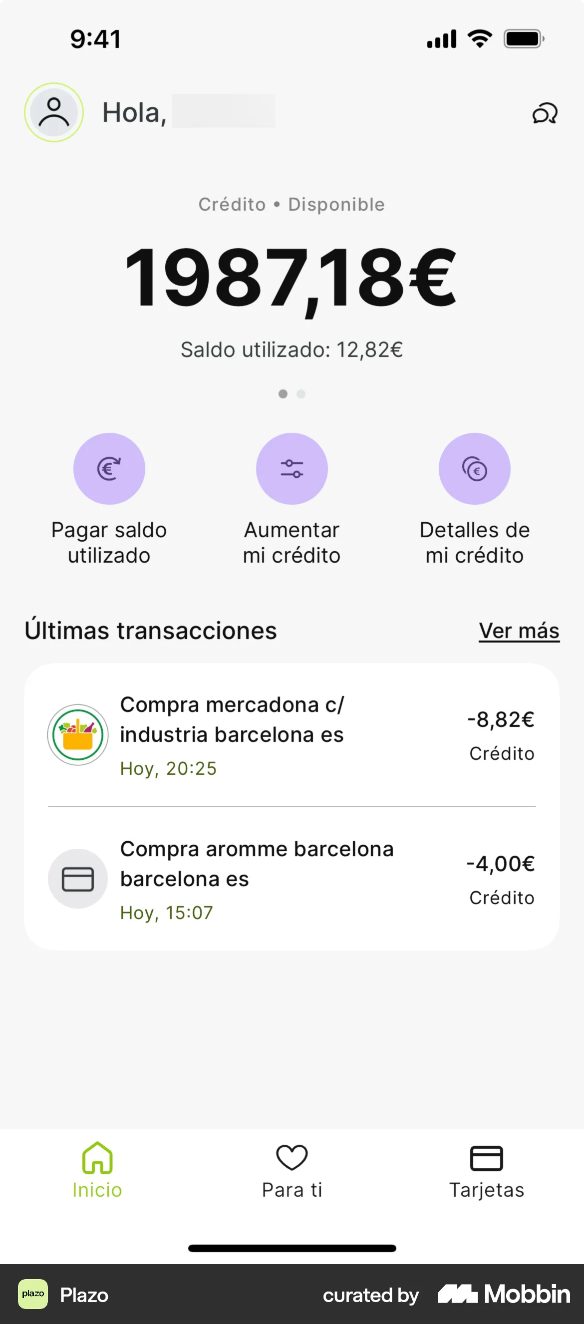 Beeze app account screen